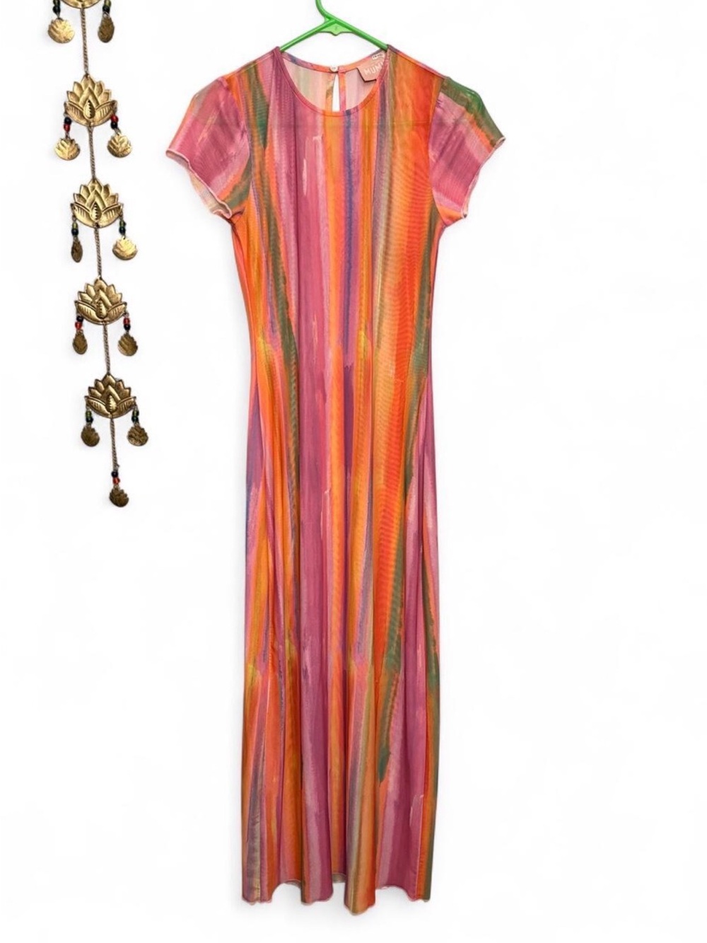 Show Me Your Mumu Sunrise Rainbow Sheer  maxi dress coverup  Size Small